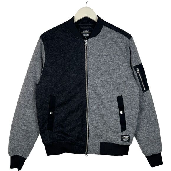 Wesc Jackets & Blazers - New Wesc Mumel Women US M Bomber Jacket Melange Grey Colorblock Flannel Unisex